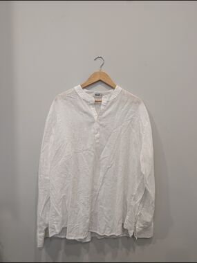 Coofandy Linen White Men’s Mandarin Collar Shirt